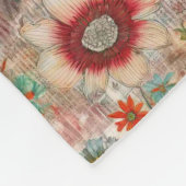 Retro Hippie: Rode bloementuin Fleece Deken (Hoek)