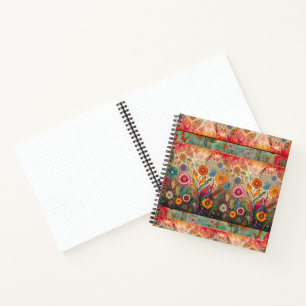 Retro Hippie: Rode Tuin Notitieboek