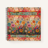 Retro Hippie: Rode Tuin Notitieboek (Voorkant)