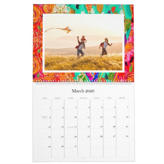Retro Hippie Rood Turquoise Hart Custom 2024 Foto Kalender (Mar 2026)
