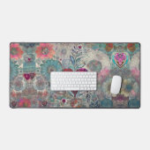 Retro Hippie: Roze Hart Desk Mat (Keyboard & Muis)