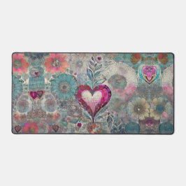 Retro Hippie: Roze Hart Desk Mat
