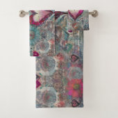 Retro Hippie: Roze Hart Handdoek Set (Insitu)