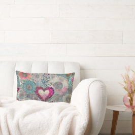 Retro Hippie: roze hart lumbaal kussen