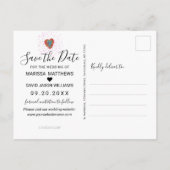 Retro Hippie Roze Turquoise Hart Save the Date Aankondigingskaart (Achterkant)