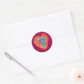 Retro Hippie Roze Turquoise Hart Save the Date Ronde Sticker (Envelop)