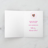 Retro Hippie Roze Turquoise Hart Valentijnsdag Kaart (Binnen)