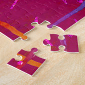 Retro Hippie Roze Turquoise Hart Verloving Legpuzzel (Zijkant)