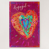 Retro Hippie roze Turquoise Heart Legpuzzel (Verticaal)