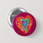 Retro Hippie roze Turquoise Heart Name Ronde Button 5,7 Cm (Voorkant /achterkant)