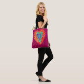 Retro Hippie roze Turquoise Heart Name Tote Bag (Op model)