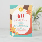 Retro Hippie Sixty en Fabulous Invitation Kaart (Staand voorkant)