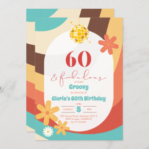 Retro Hippie Sixty en Fabulous Invitation Kaart