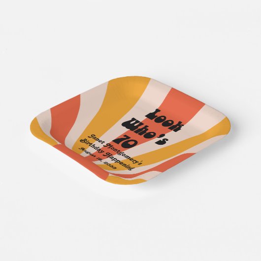 Retro Hippie Sunrise 70e verjaardag Papieren Bordje (Gebogen)