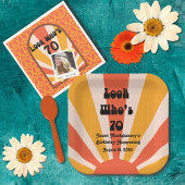 Retro Hippie Sunrise 70e verjaardag Papieren Bordje