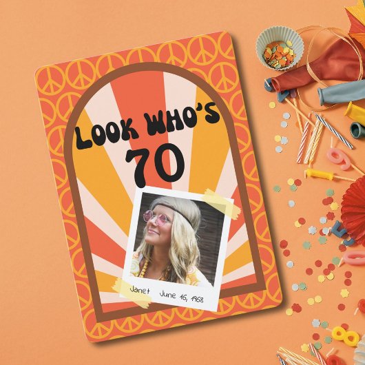 Retro Hippie Sunrise aangepaste verjaardag Kaart