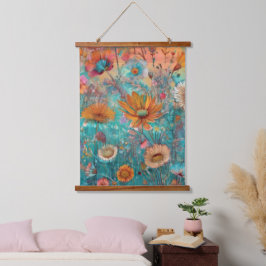Retro Hippie: Sunrise Garden Verticale muur opknop Hangend Wandkleed
