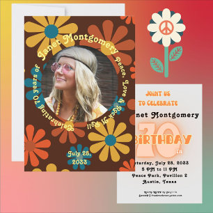 Retro Hippie Sunrise Vrede 70ste foto Verjaardag Servet