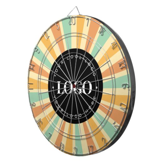 Retro Hippie Sunshine Sun Business Logo Groovy Dartbord (Voorkant Rechts)