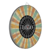 Retro Hippie Sunshine Sun Business Logo Groovy Dartbord (Voorkant Links)