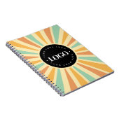 Retro Hippie Sunshine Sun Business Logo Groovy Notitieboek (Rechterzijde)