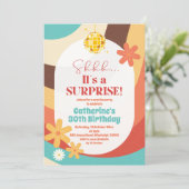 Retro Hippie Surprise Birthday Invitation Kaart (Staand voorkant)