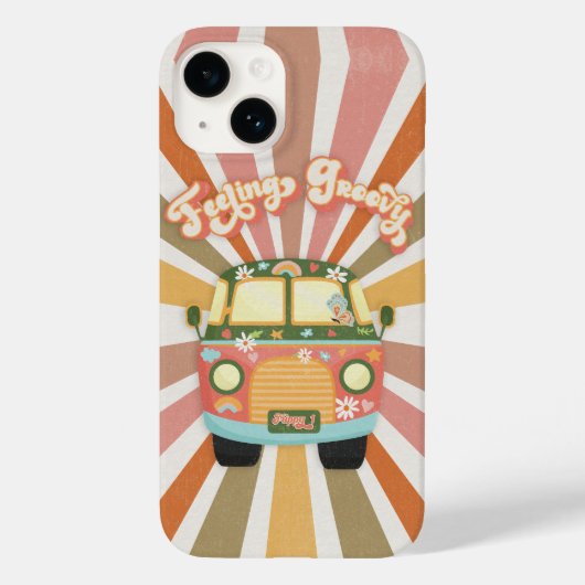 Retro Hippie Van 1960s Daisies Floral Case-Mate iPhone Case (Achterkant)
