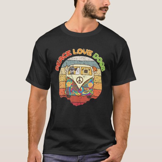  Retro Hippie Van Peace Love Dogs Hippie T-shirt (Voorkant)