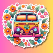 Retro Hippie Van Waterproof Sticker
