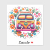 Retro Hippie Van Waterproof Sticker (Vel)