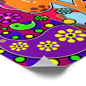 Retro Hippie-ventilatorkracht kleurig kat-Poster Poster (Hoek)