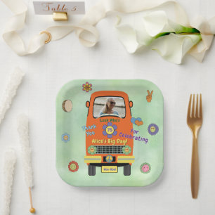 Retro Hippie Verjaardagsfeest Papieren Bordje