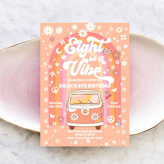 Retro Hippie Verjaardagsuitnodiging Kaart