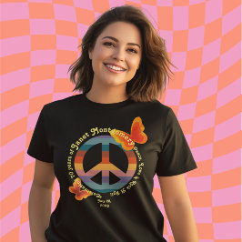 Retro Hippie vlinder 70e foto Verjaardag T-shirt