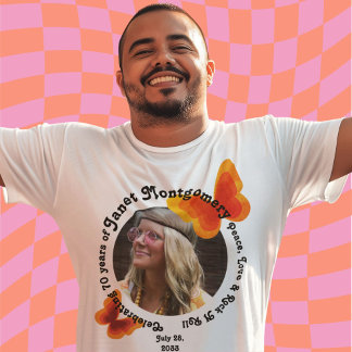 Retro Hippie vlinder 70e foto Verjaardag T-shirt