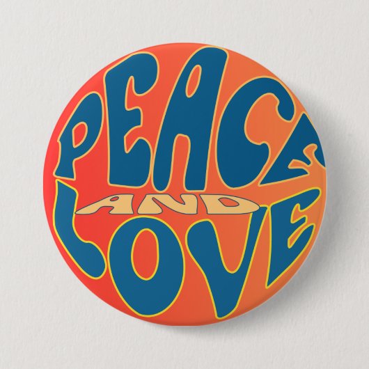 Retro Hippie Vrede en Liefde Verjaardag Ronde Button 7,6 Cm (Voorkant)