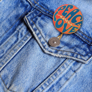 Retro Hippie Vrede en Liefde Verjaardag Ronde Button 7,6 Cm