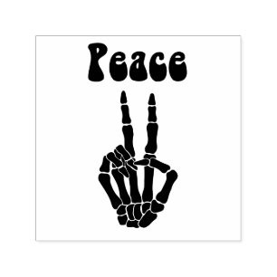 Retro Hippie Vredes Skelet Handteken Afbeelding Al Zelfinktende Stempel