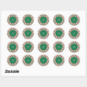 Retro Hippie-vredesbordventilator groene roze douc Ronde Sticker (Vel)