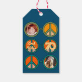 Retro Hippie Vredesbril 2 Foto Verjaardag Cadeaulabel (Voorkant)