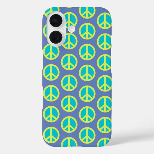 Retro Hippie Vredesgebarentaal in Blauw Case-Mate iPhone Case (Achterkant)