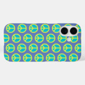 Retro Hippie Vredesgebarentaal in Blauw Case-Mate iPhone Case (Achterkant (horizontaal))