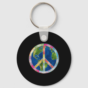 Retro Hippie Vrijheid Vredesteken 60s 70s Geen zor Sleutelhanger