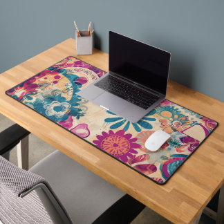 Retro Hippie: Wilde bloemen Desk Mat