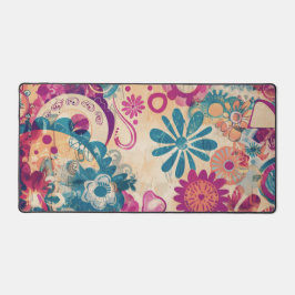 Retro Hippie: Wilde bloemen Desk Mat
