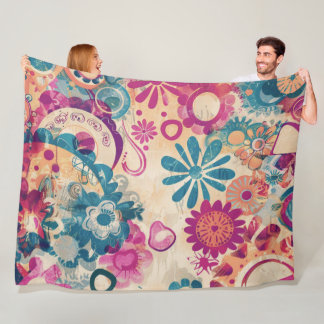 Retro Hippie: Wilde Bloemen Fleece Deken