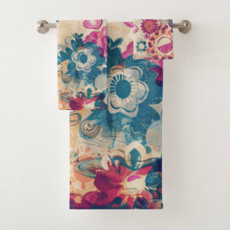 Retro Hippie: Wilde bloemen handdoek set