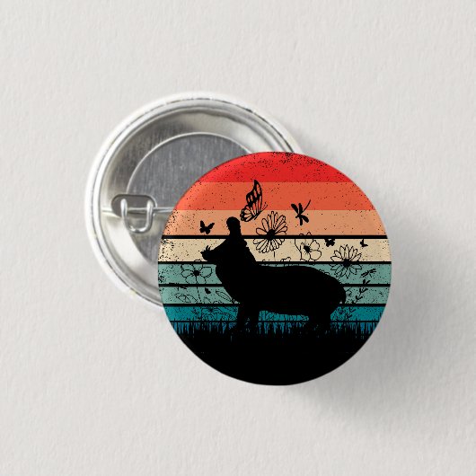 Retro Hippo Hippopotamus Hippo Lover Ronde Button 3,2 Cm (Voorkant /achterkant)