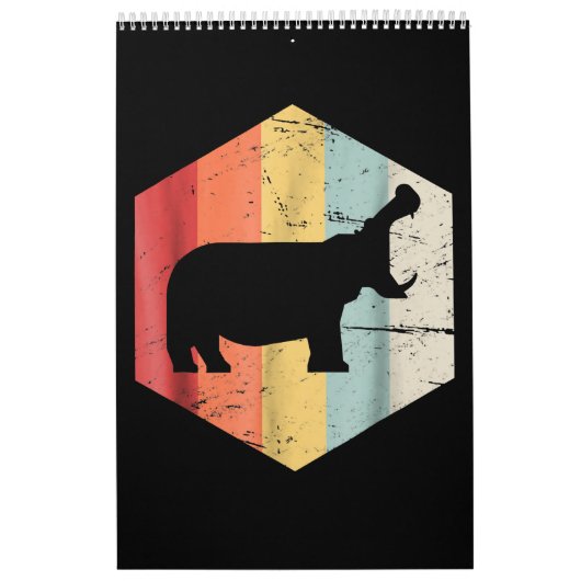 retro Hippo Hippopotamus Lovers Gift Kalender (Hoes)