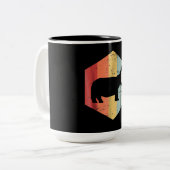  retro Hippo Hippopotamus Lovers Gift Tweekleurige Koffiemok (Voorkant links)
